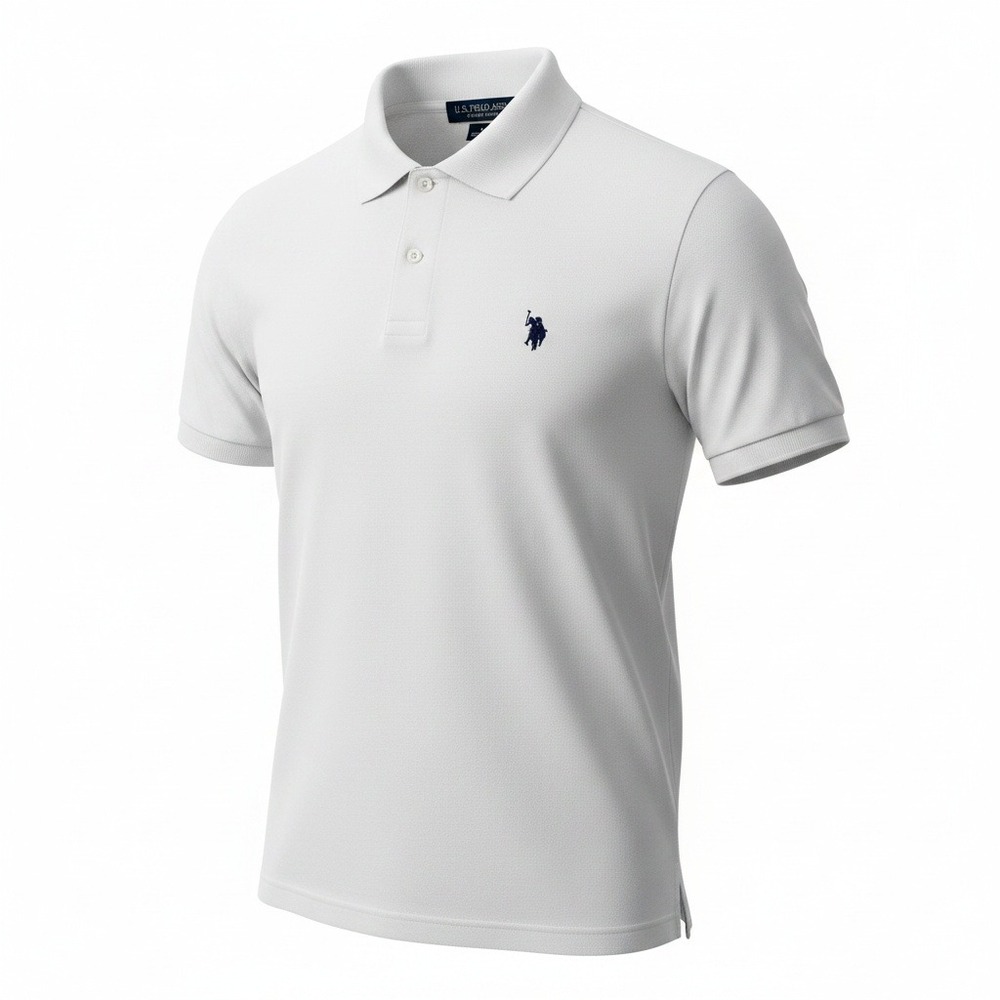 U.S. Polo Assn. Polo Shirt Mens Large White  Luxury Feel Slim Fit NWT